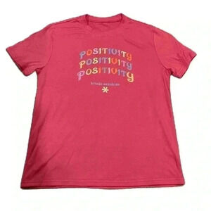 New Girls Graphic Tee “Positivity” Pink Top Sz. 12y NWOT